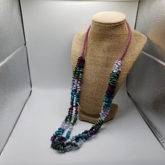 VTG Native American Turquoise & Amethyst Necklace - Picture 4 of 12